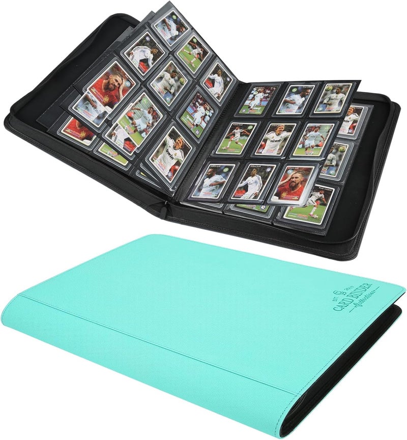 CARDBINDER Toploader Binder,Toploader Hard Cases, 9-Pocket Pages Sleeves Hold up 288 Cards.Toploader Card Binder with Sleeves for “3×4” rigid，Card Holder(lake blue) - Image 1